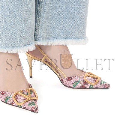 VALENTINO VLOGO SIGNATURE SLINGBACK DÉCOLLETÉ WITH CHERRYFIC EMBROIDERY 80MM 8W2S0R01SIA_A4W